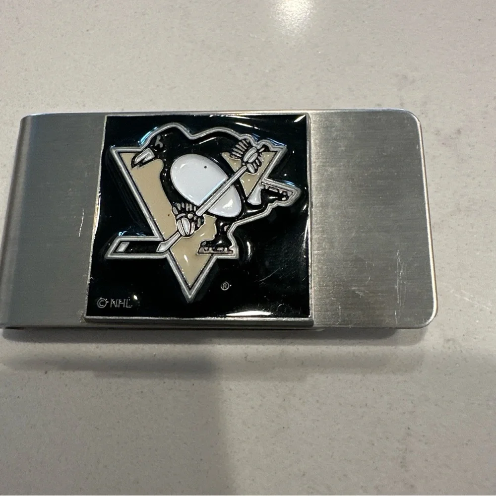 NHL Pittsburgh Penguins Official Metal Logo Stainless Steel Money Clip Hockey